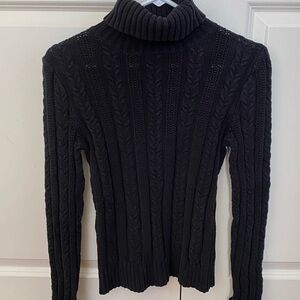 Express Black Cable Knit Turtleneck Sweater Size M